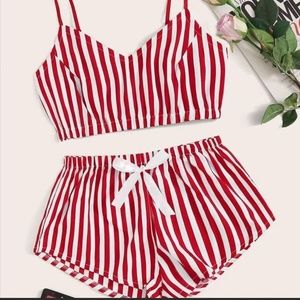 Striped Satin Cami With Shorts